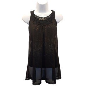 Free People Metallic Sheer Razorback Tank Top Sz L